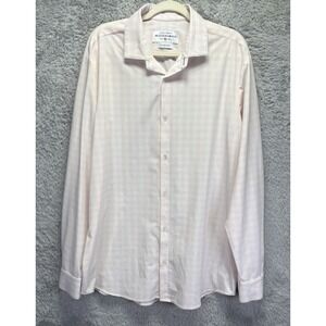 MIZZEN + MAIN Mens XXL Button‎ Up Dress Shirt Slim Fit Pink White Leeward READ